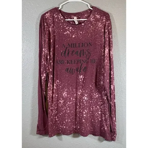 Bella Canvas 3XL Purple Bleach Long Sleeve Greatest Showman Crew Neck Graphic - Picture 6 of 6
